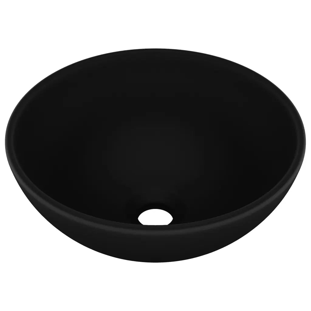 Lavandino Lusso Rotondo Nero Opaco 32,5x14 cm in Ceramica cod mxl 53707
