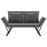 Panchina da Giardino con Cuscini 176 cm in Polyrattan Grigio 46232