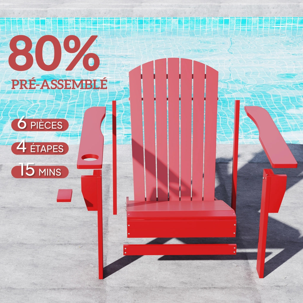Poltrona da Giardino Adirondack ¨C zephmum ¨C Legno di Pioppo Rosso