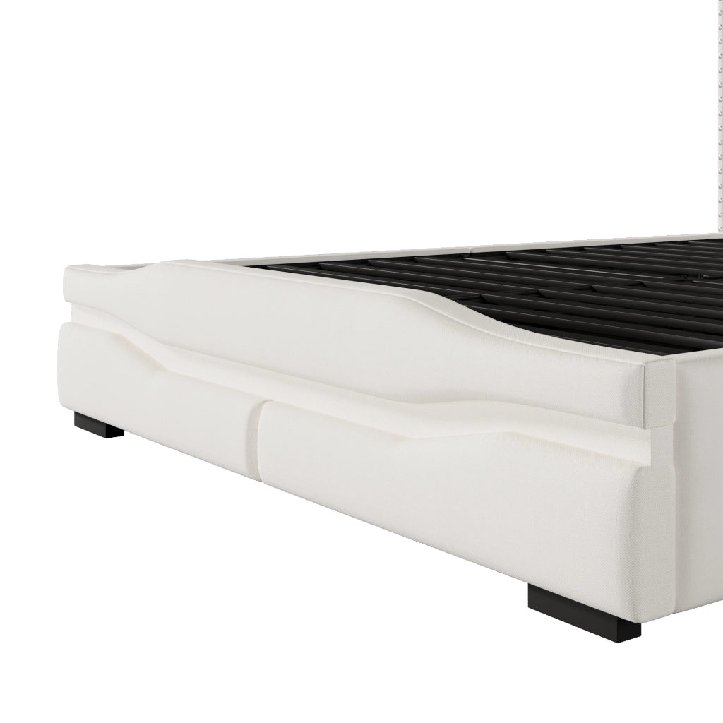 Letto Contenitore Letto Matrimoniale 140x200 cm con USB; Type-C; LED e vano testiera - Beige