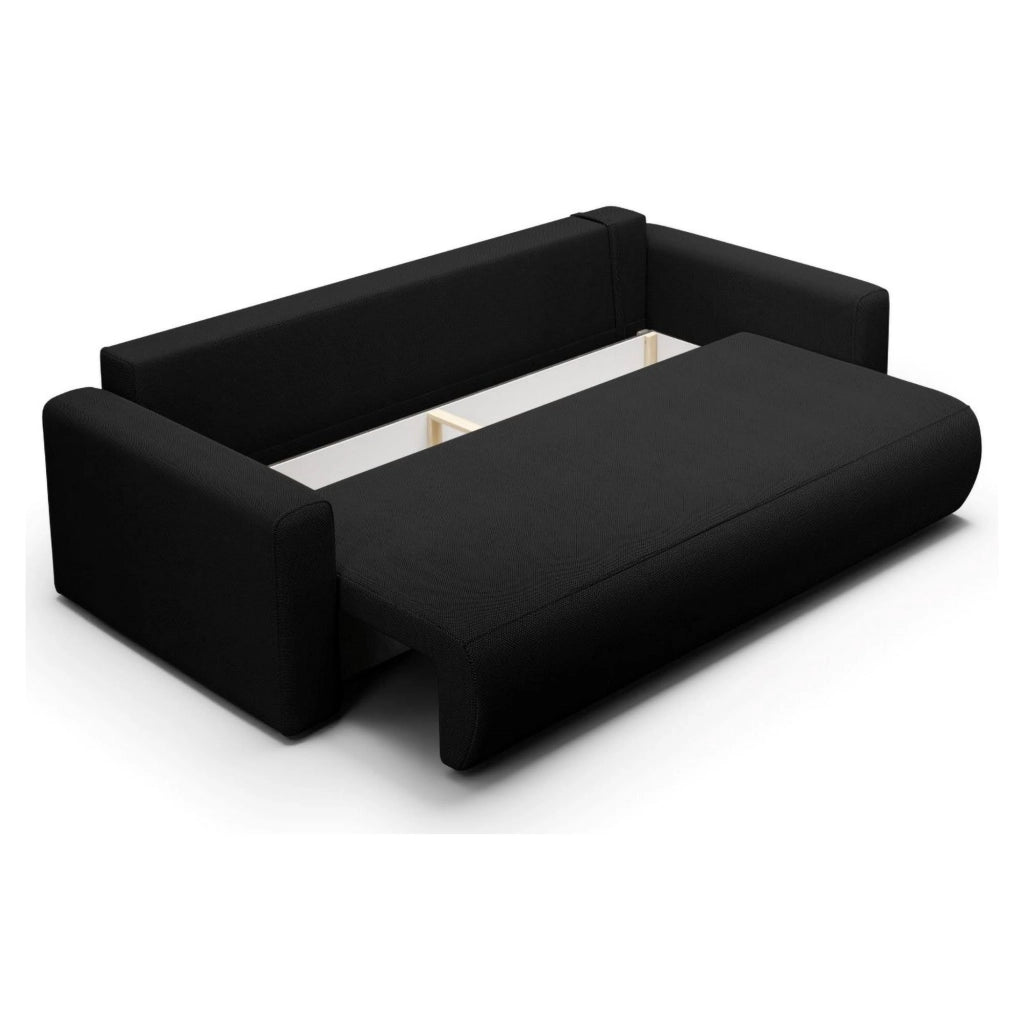 Erbezzo, Divano Letto 2 Posti Contenitore, 240x105 cm Nero