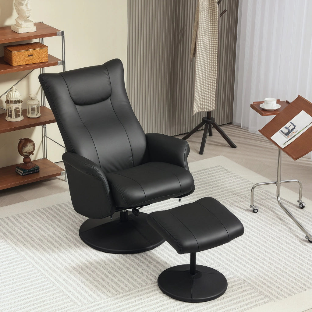 Poltrona relax con poggiapiedi ¨C Xylo ¨C girevole reclinabile similpelle nero