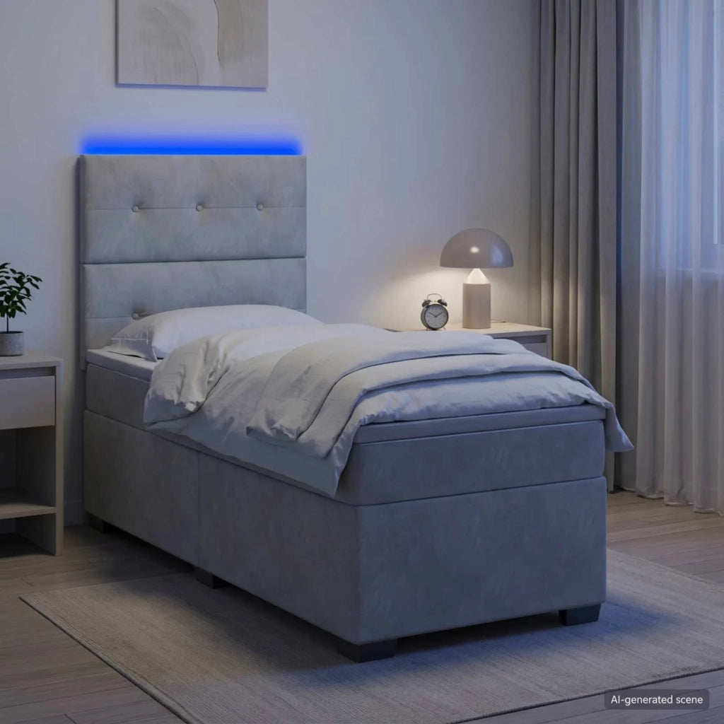 Letto box spring con materasso Grigio Chiaro 100 x 200 cm 3455048
