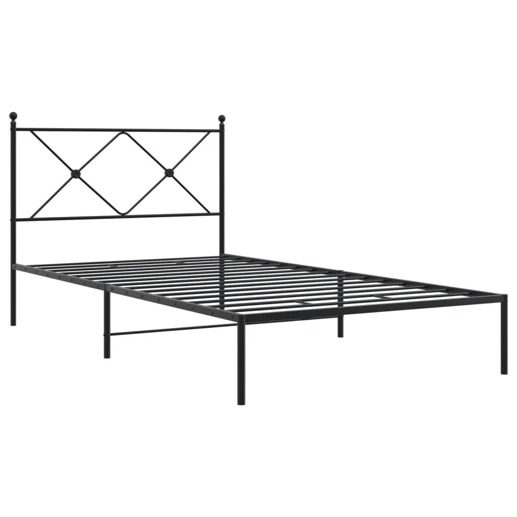 Giroletto con Testiera-Struttura Letto con testiera in Metallo Nero 100x190 cm 969725