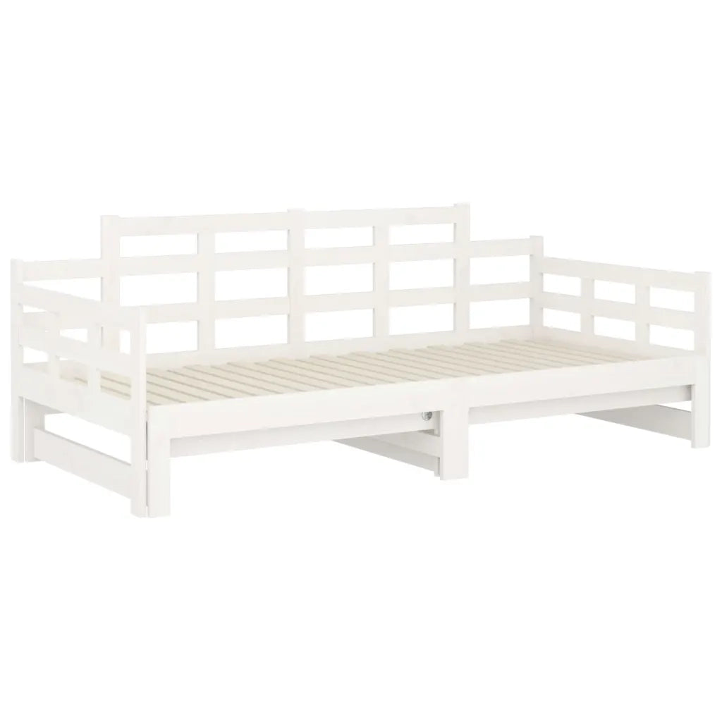 Dormeuse Estraibile Bianca Legno Massello di Pino 2x(80x200) cm 820348