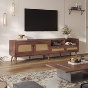 Mobile TV marrone con rattan, 2 ante e 2 cassetti, 200 cm