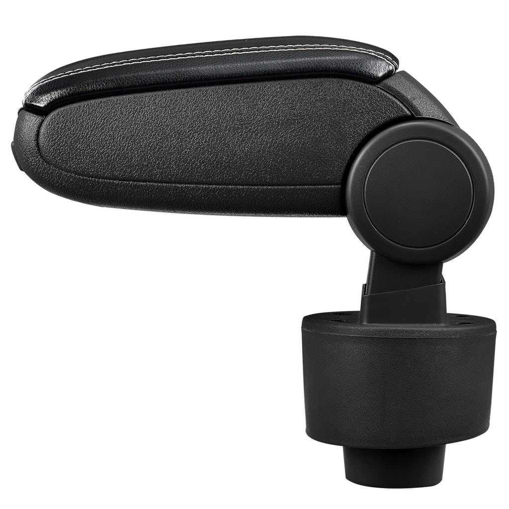 Bracciolo centrale per Seat Ibiza tipo 6J con scomparto imbottito in similpelle nera con cuciture bianche 03_0000652