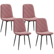 Set di 4 Sedie da Pranzo con Schienale in Velluto ¨C zephmum ¨C Rosa 45x54x87 cm