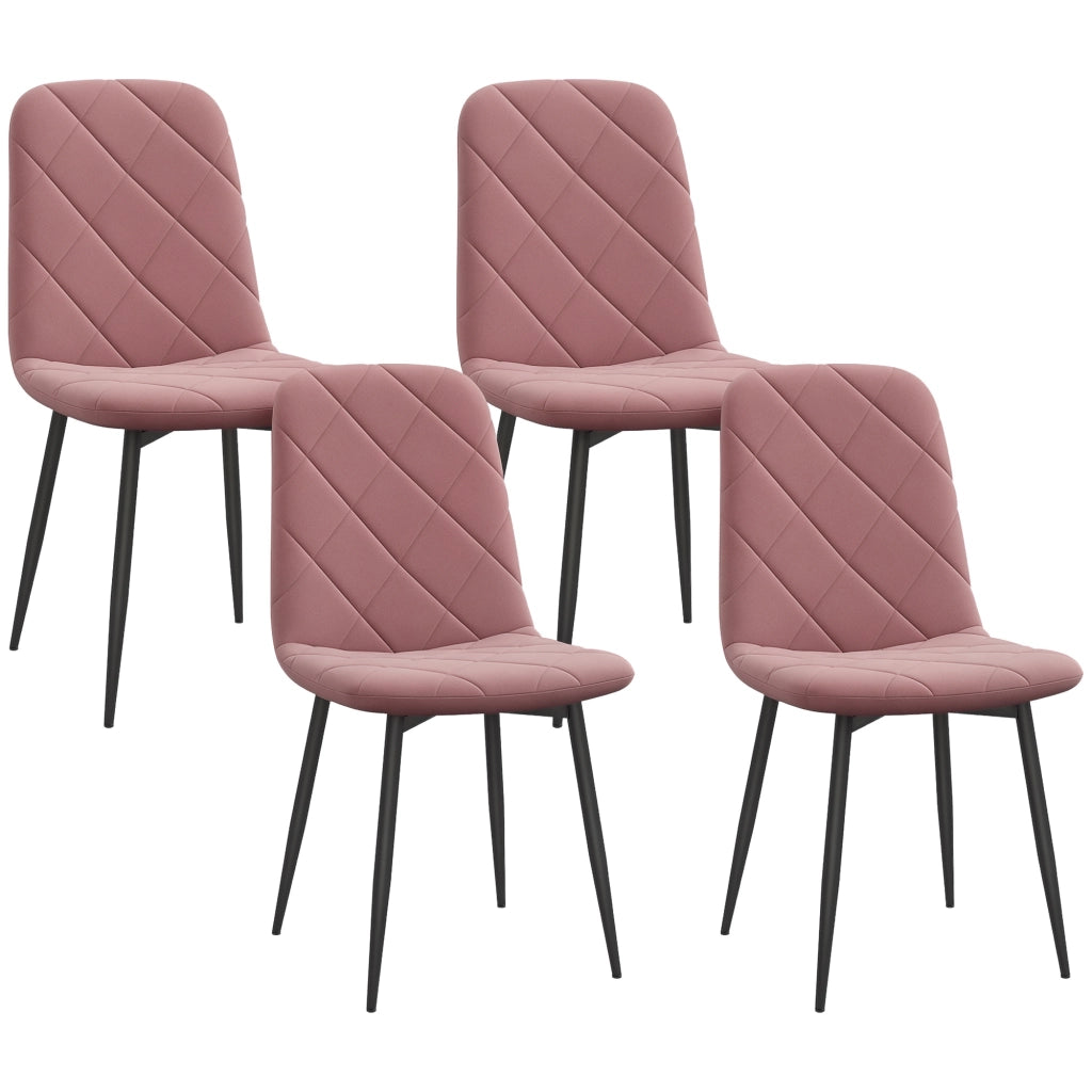 Set di 4 Sedie da Pranzo con Schienale in Velluto ¨C zephmum ¨C Rosa 45x54x87 cm