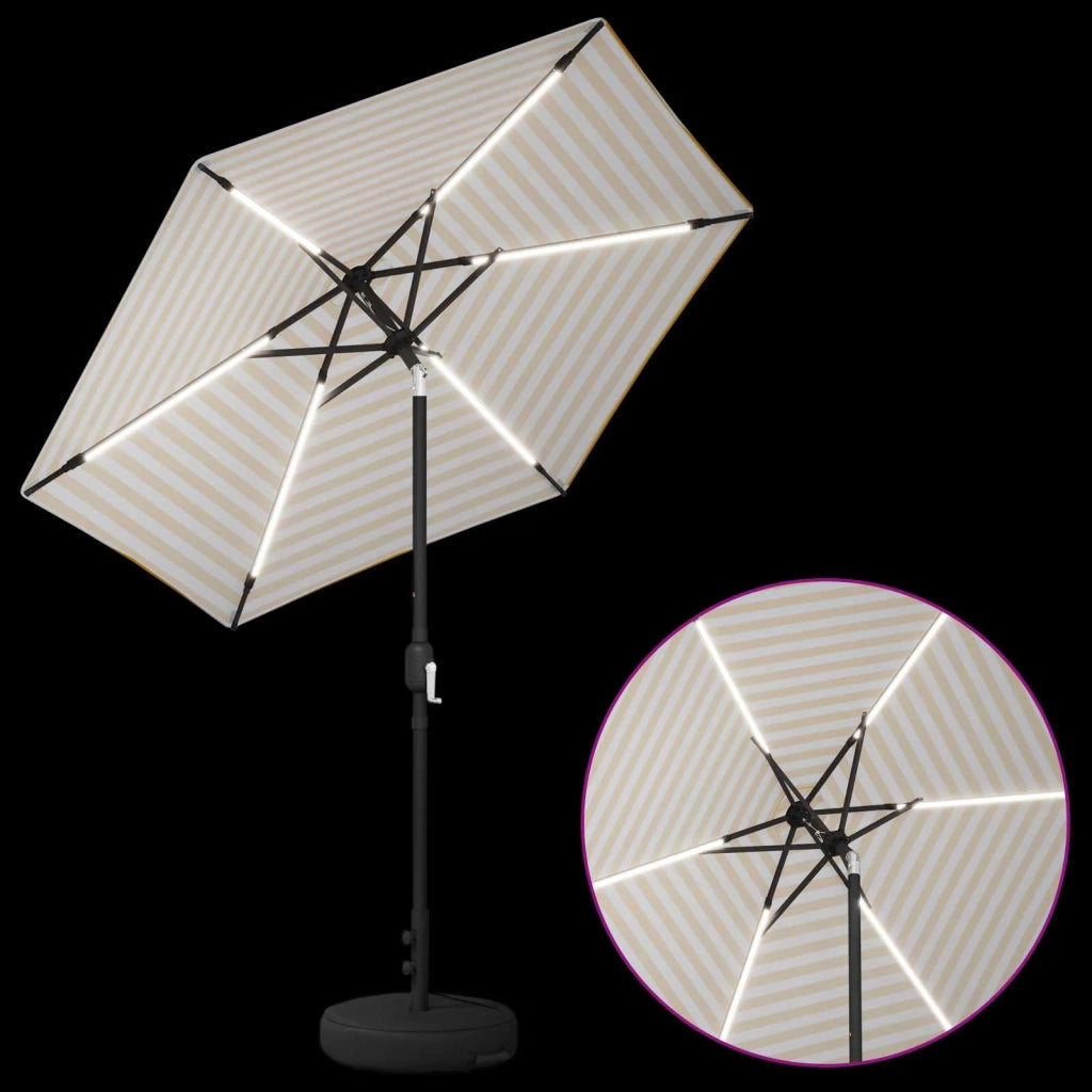 Ombrellone da giardino-Parasol da giardino con luci LED e base 230 x 230 cm Poliestere 916080