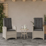 Sedie Reclinabili Giardino 2pz Cuscini Grigio Chiaro Polyrattan