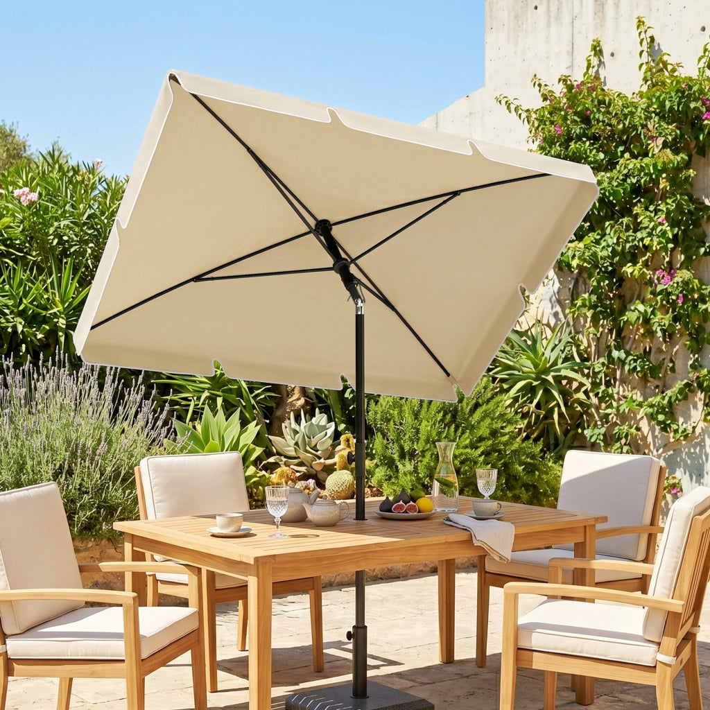 Ombrellone da Giardino Rettangolare Regolabile ¨C zephmum ¨C Alluminio Beige 2x1.3x2.5 m