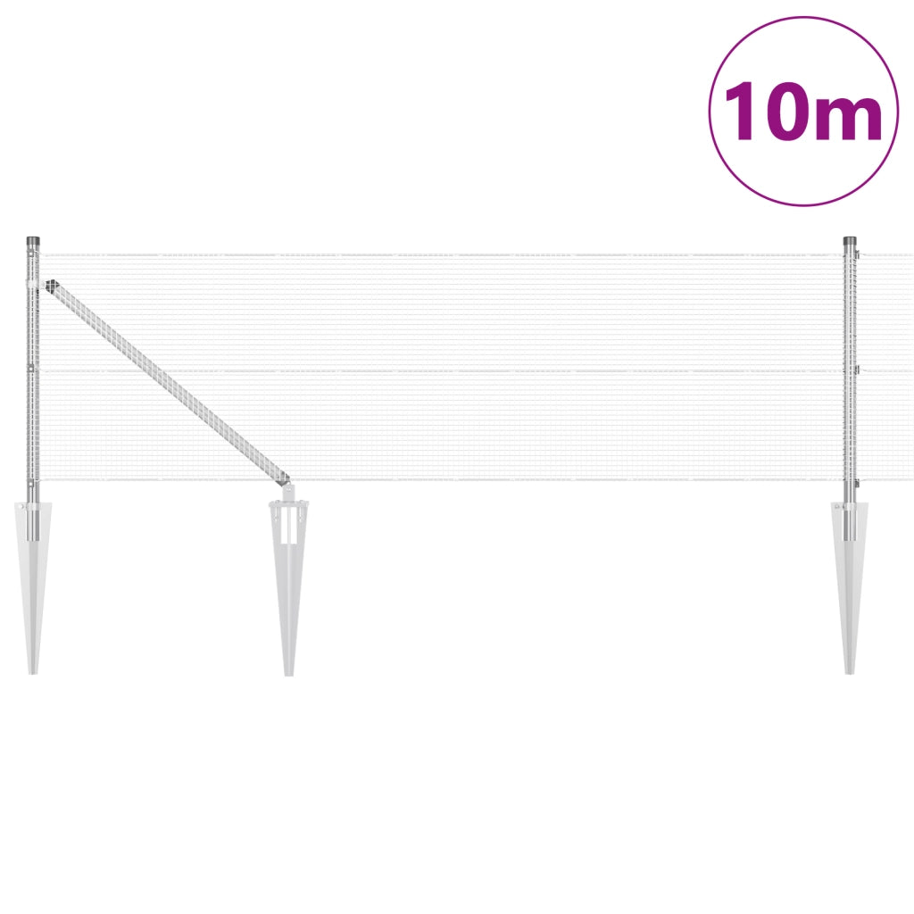 Recinzione in rete saldata con 7 pali a punta 0.8x10 m in acciaio zincato