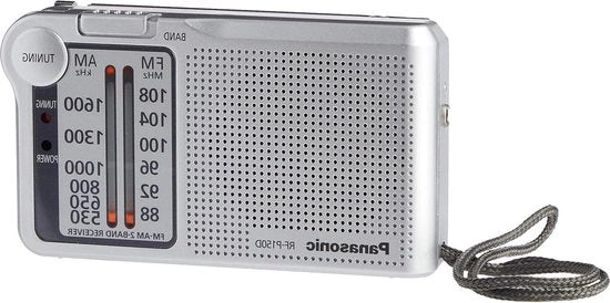 Radio di Emergenza - Radio Portatile con Cinturino - Funziona con Batterie - Argento