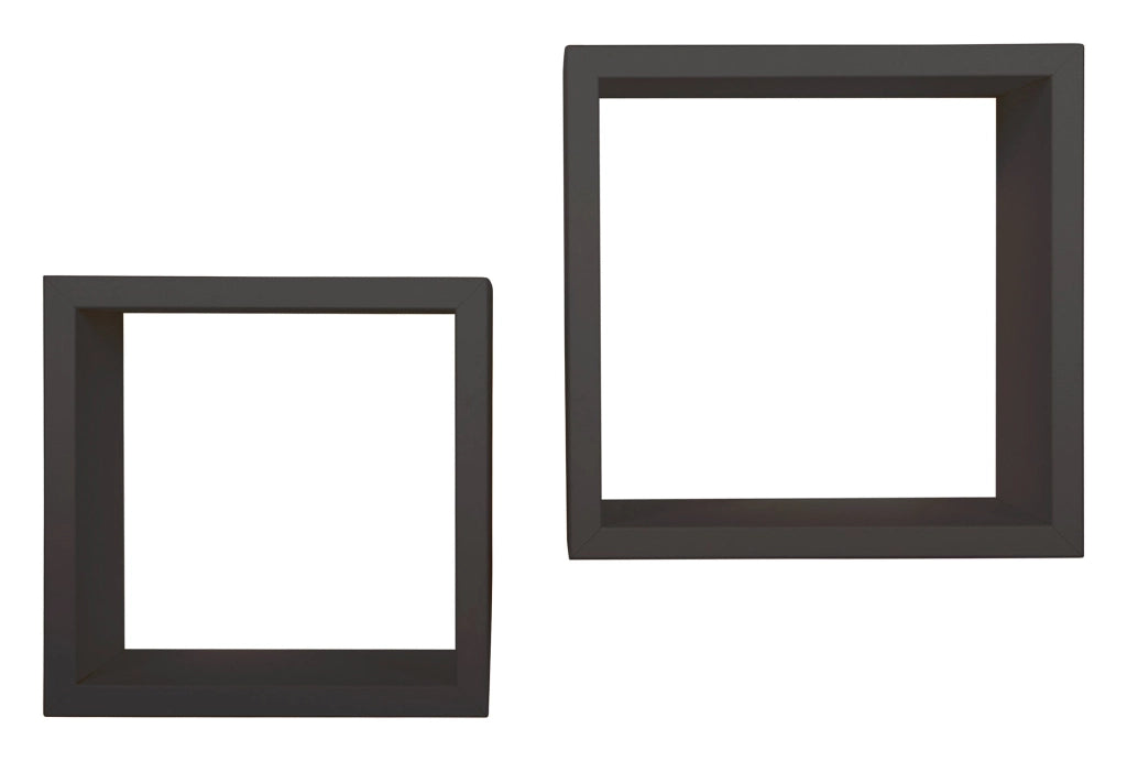 Set 2 Mensole Cubo da Parete Quadrato in Fibra di Legno Q-Bis Maxi Nero
