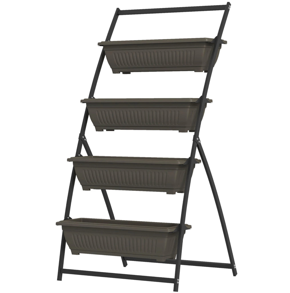 Fioriera a scala 4 livelli in acciaio marrone 76x79x162 cm