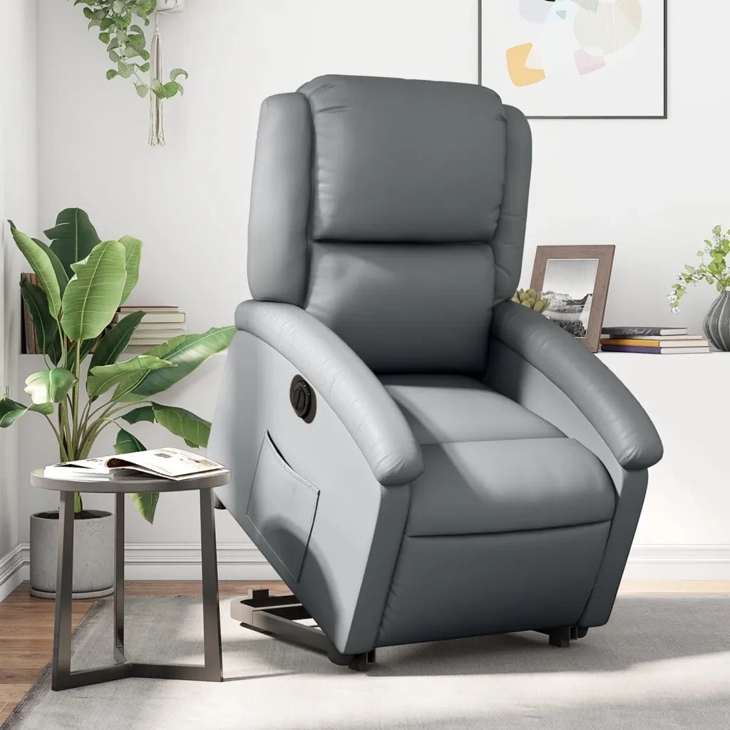 Poltrona Alzapersona Reclinabile Grigio in Similpelle 3204243