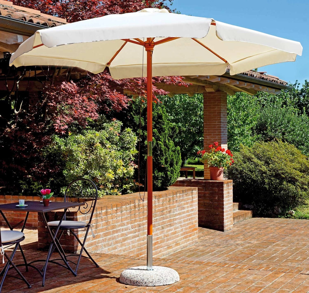 Ombrellone da Giardino Ø2,85 m Palo Ø48 mm in Legno Vorghini Classic Ecrù