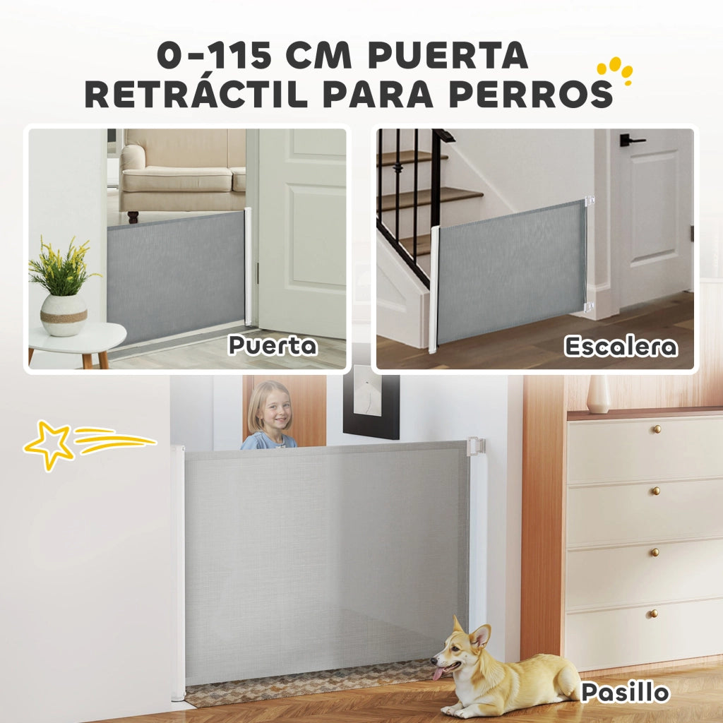 Cancelletto di Sicurezza per Animali Domestici ¨C Xylo ¨C Estensibile 5,5-115x82,5 cm Grigio Acciaio