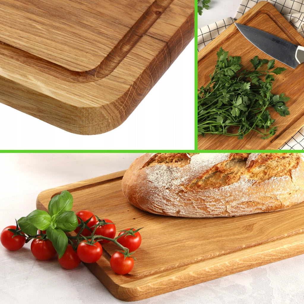Tagliere da cucina in legno KADAX 35x25 cm, in rovere massello, ideale per servire.