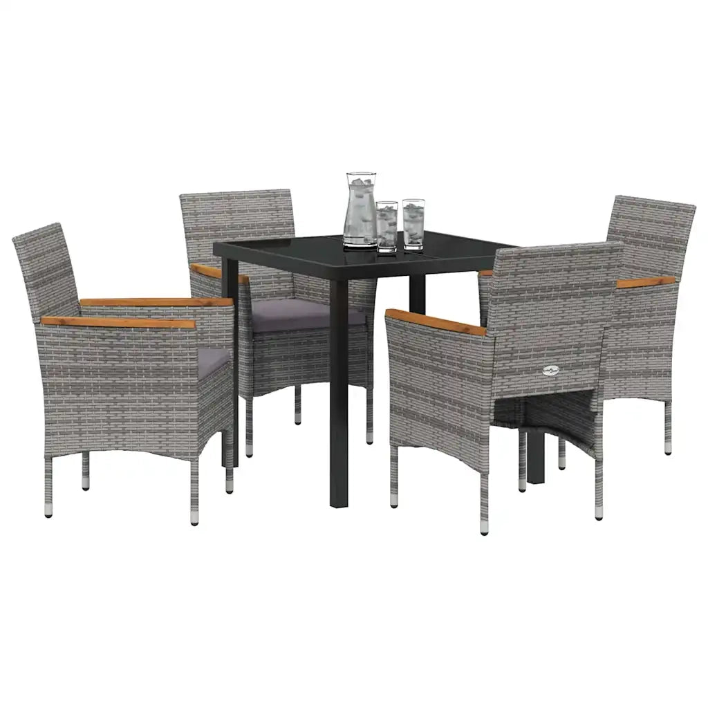 Set da Pranzo per Giardino con cuscino 5 pcs Grigio polyrattan 3379759