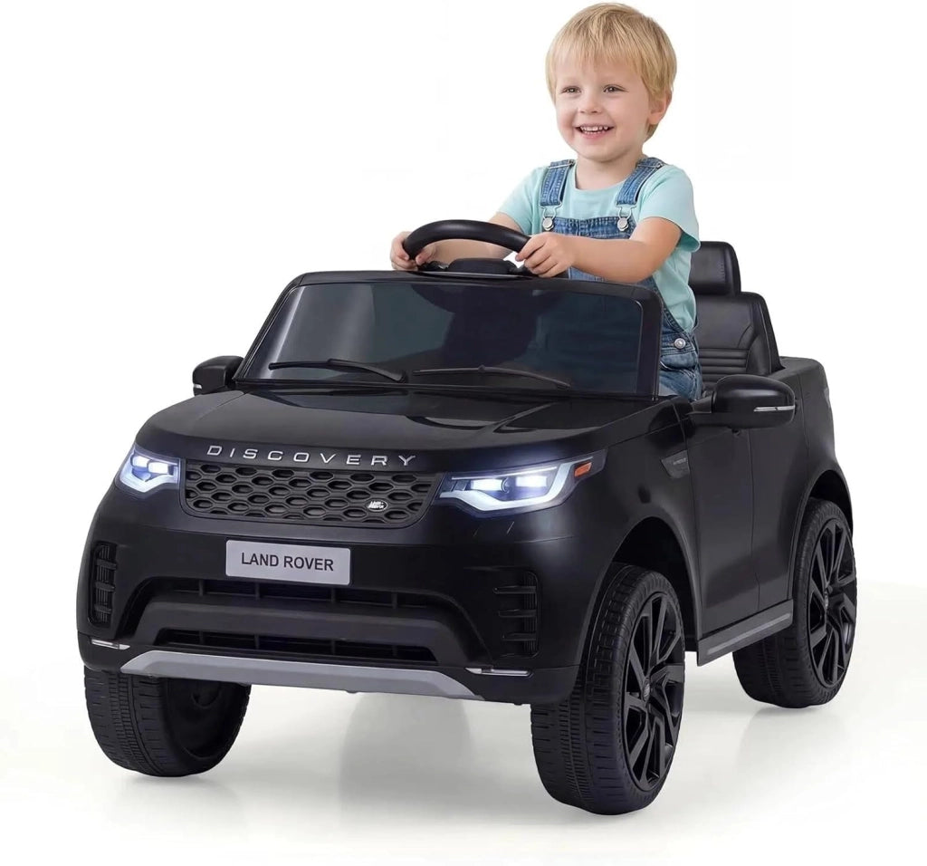 12V Land Rover Macchina Elettrica per Bambini, Auto Cavalcabile con Telecomando e Doppio Motore, Musica Avvio e Arresto Graduali e Ruote Ammortizzanti, per Bambini 3+ Anni (Nero)
