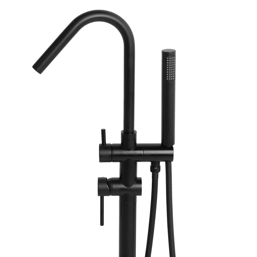 Rubinetto vasca da bagno cromato Nero freestanding 118 cm con doccetta moderna