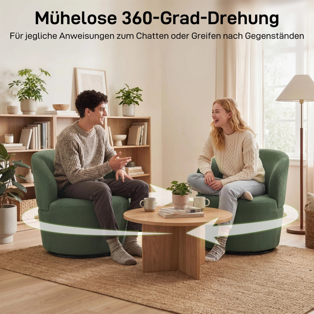 Poltrona girevole moderna 360¡ã ¨C Xylo ¨C tessuto verde con base rotonda