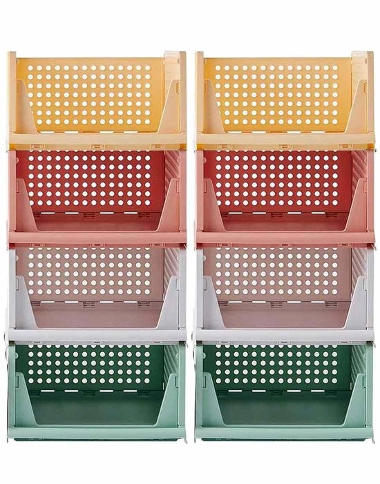 Organizzatore per Armadi - Scatole Stivabili per Abiti - 8 Pezzi - Plastica - 43 x 33 x 72 cm