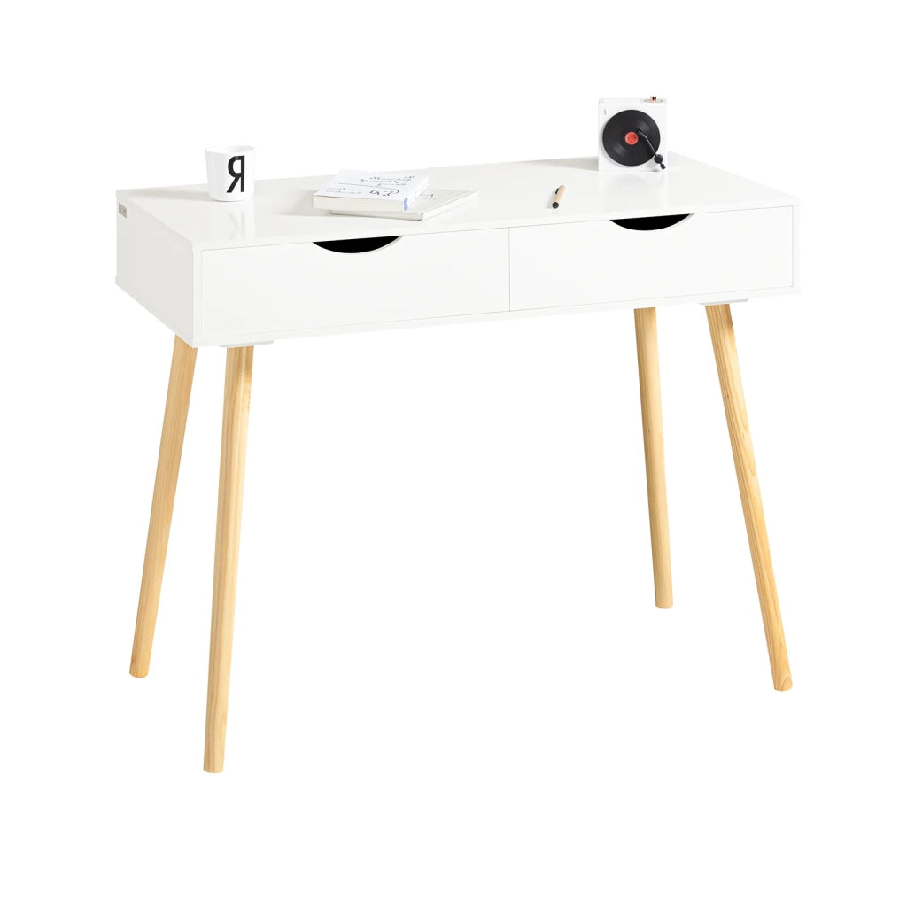 Scrivania,Porta PC,Tavolo per Computer,con due cassetti,bianco,FWT40-WN