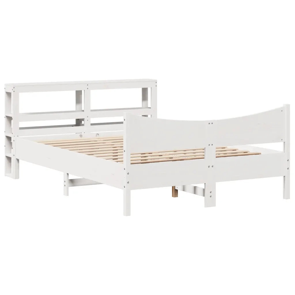 Giroletto con Testiera Bianco 140x200 cm Legno Massello di Pino