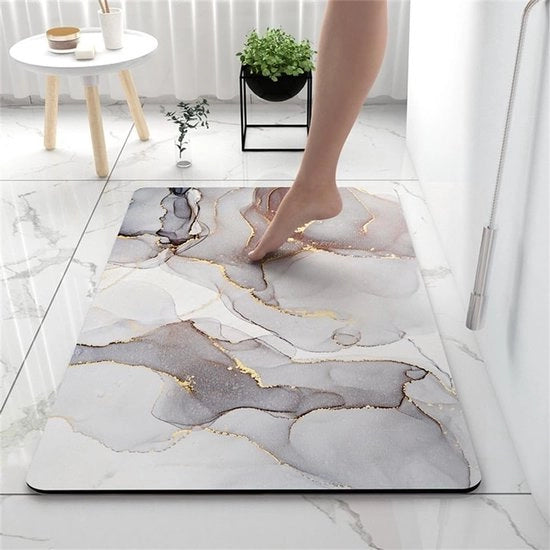 Matrice antiscivolo con disegno marmoreo - assorbente e rapidamente asciugante - 1 pezzo - grigio chiaro - diatomite - 60 x 90 cm