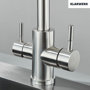 Felice | Rubinetto per acqua potabile a 3 vie in argento spazzolato premiu |Miscelatore cucina ad osmosi in acciaio inossidabile|Filtra 3 connessioni