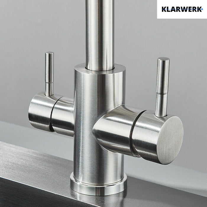 Felice | Rubinetto per acqua potabile a 3 vie in argento spazzolato premiu |Miscelatore cucina ad osmosi in acciaio inossidabile|Filtra 3 connessioni