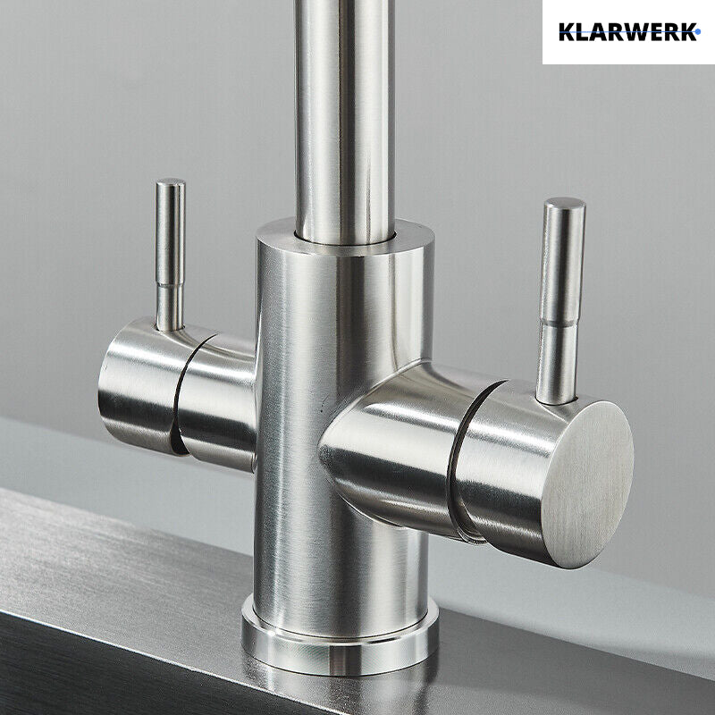 Felice | Rubinetto per acqua potabile a 3 vie in argento spazzolato premiu |Miscelatore cucina ad osmosi in acciaio inossidabile|Filtra 3 connessioni