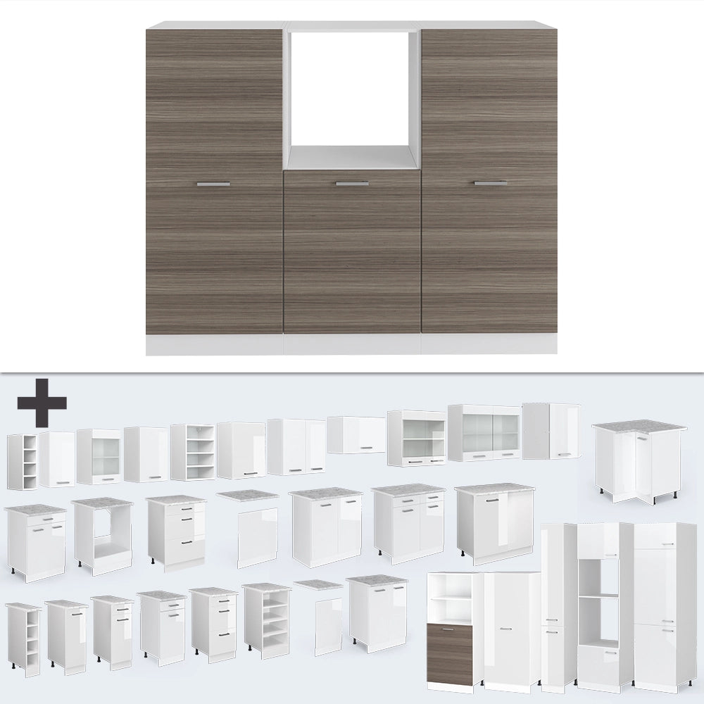 Cucine componibili piccole R-Line Grigio nobile/Bianco 180 cm senza piano di lavoro Vicco