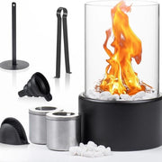 Lanterna a Gas da Esterno - Dimensioni 16D x 16B x 27Hcm - In Acciaio Inossidabile - Sfere da Esterno o Interno - Brande Continui - Lanterna a Gas - Vetrina da Esterno Nero