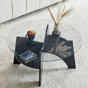 Tavolino rotondo moderno in vetro di sicurezza - Zephmum- ? 80 cm, design multifunzionale