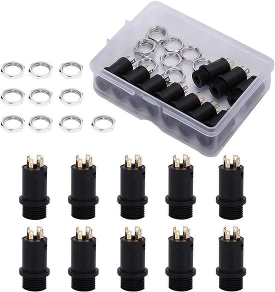 Connettore stereo mini 3,5 mm con moer 4 poli per socket stereo vergato per cuffie audio video verticale - 10 pezzi
