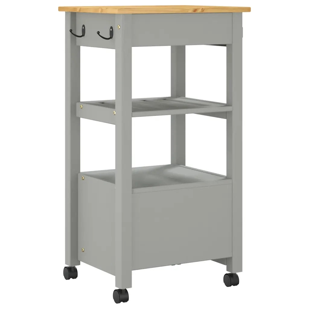 Carrello da Cucina MONZA 48x40x88,5 cm in Legno Massello di Pino 376083