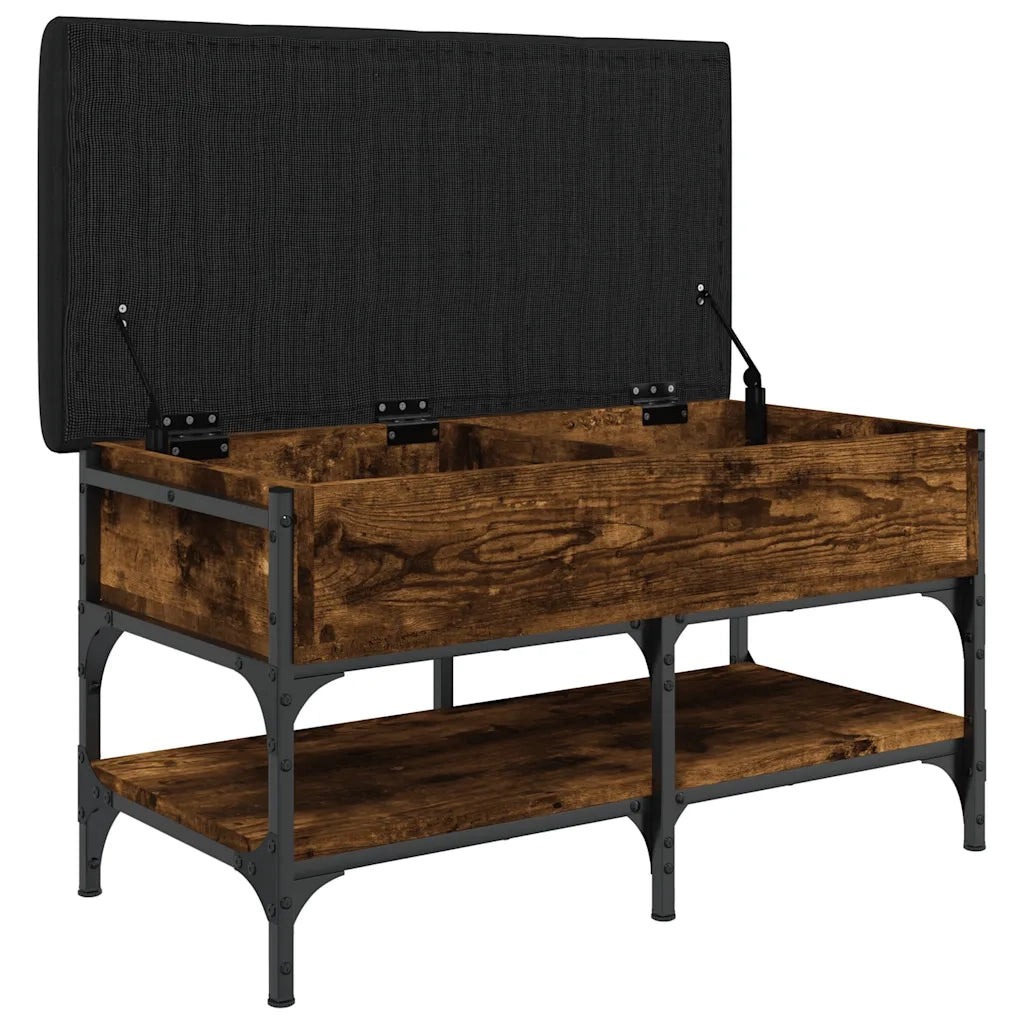 Panca Porta Scarpe-Sgabello-Panca Scarpiera Rovere Fumo 82x42x45 cm in Legno Multistrato