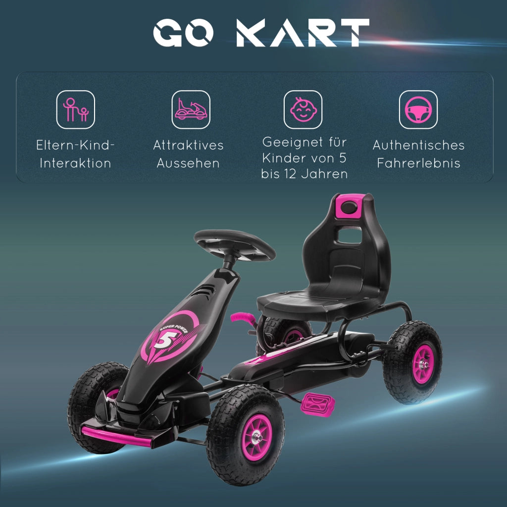 Go-Kart per Bambini con Pedali ¨C zephmum ¨C Rosa e Nero 121x58x61 cm