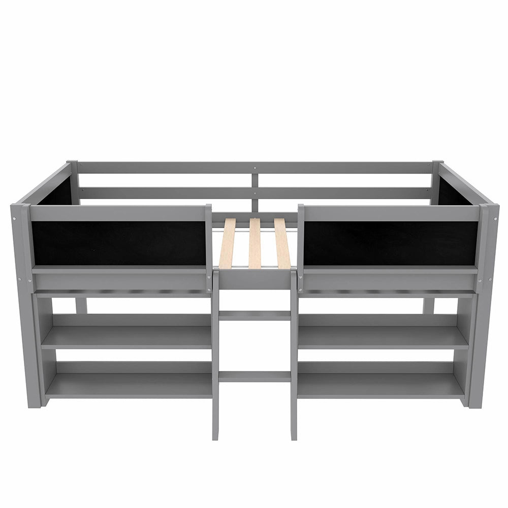 Letto mezzano 90x200cm?- Xylo - pino scale scaffali grigio