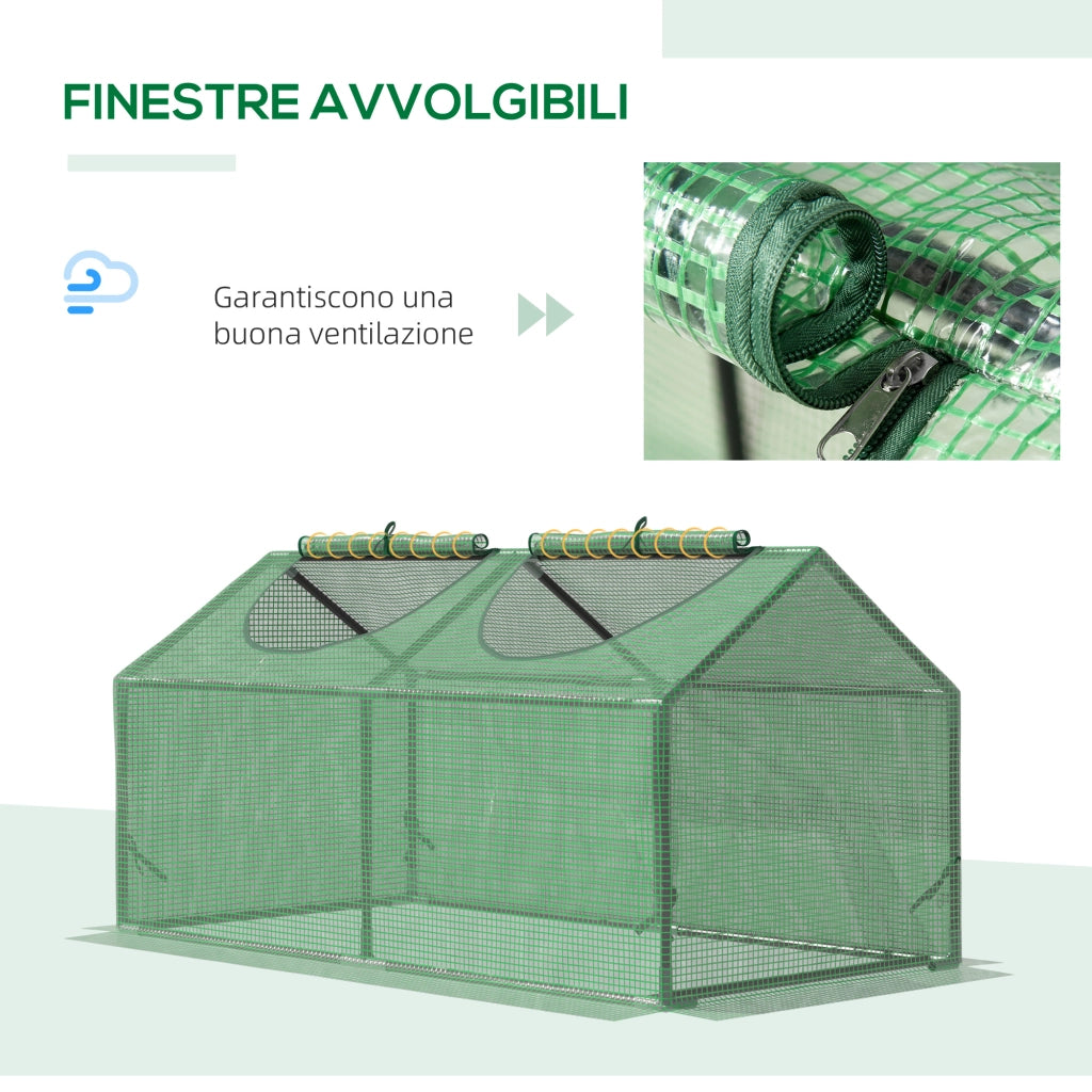 EasyComfort Serra da Giardino con Copertura in PE, Picchetti e Bordi Estesi, 120x60x60cm, Verde