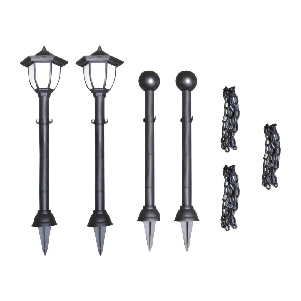 Set di 4 lampade solari da giardino con picchetti 70 x 70 x 70 cm PP nero 02_0046368