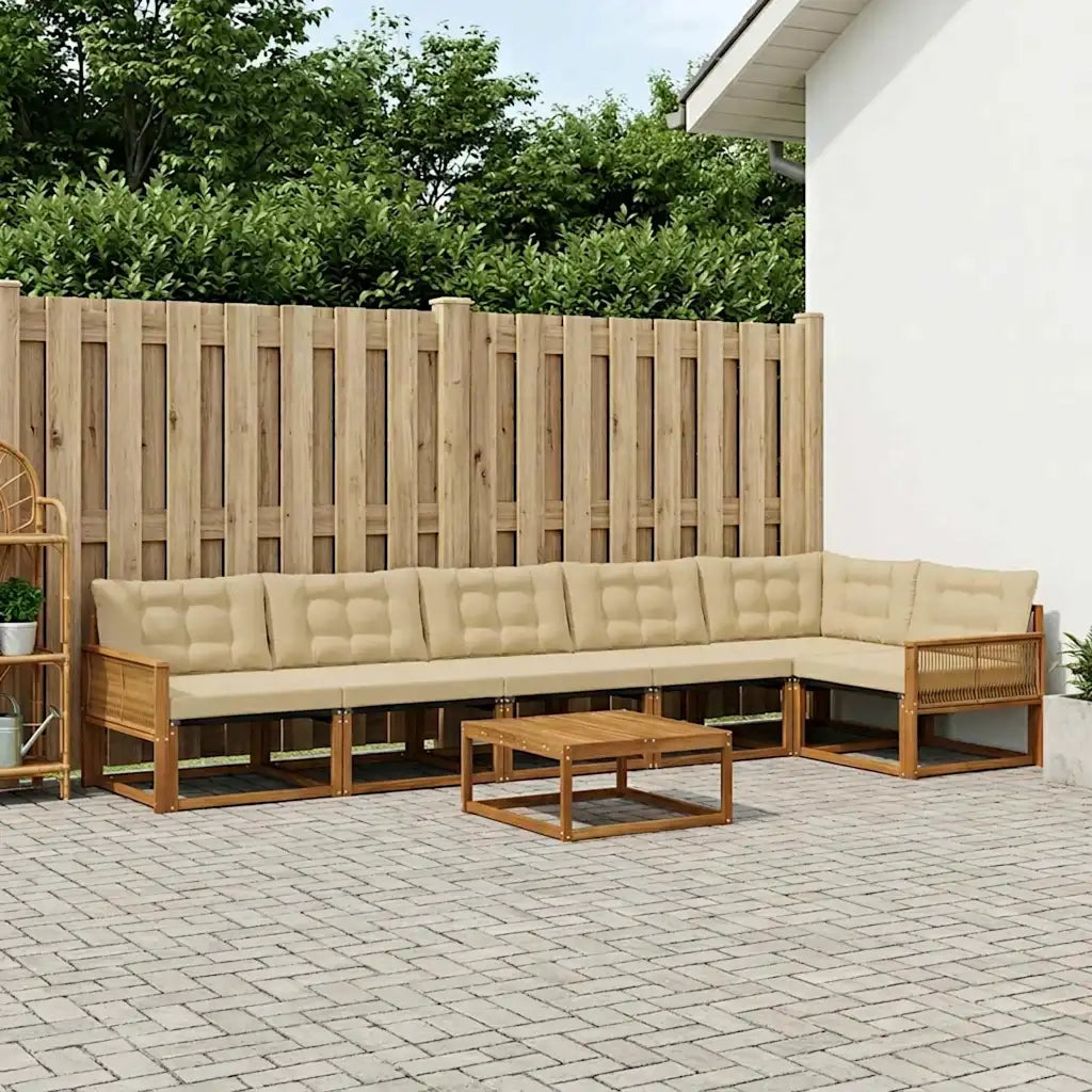 Set di divani da esterno con cuscino 7 pcs Naturale e Beige 3381477