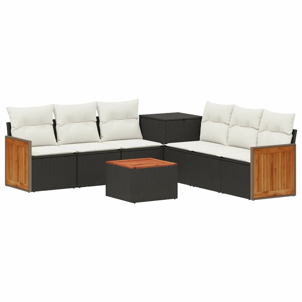 Set di divani 8 pz Nero e Bianco Crema 3448633
