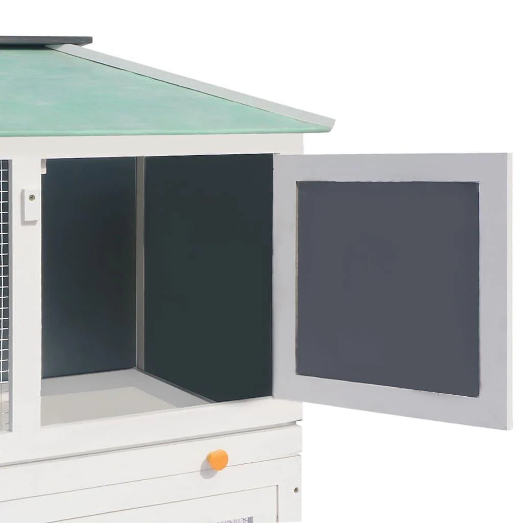 Gabbia doppia per animali domestici 130 x 68 x 105 cm verde e bianco legno 02_0000571