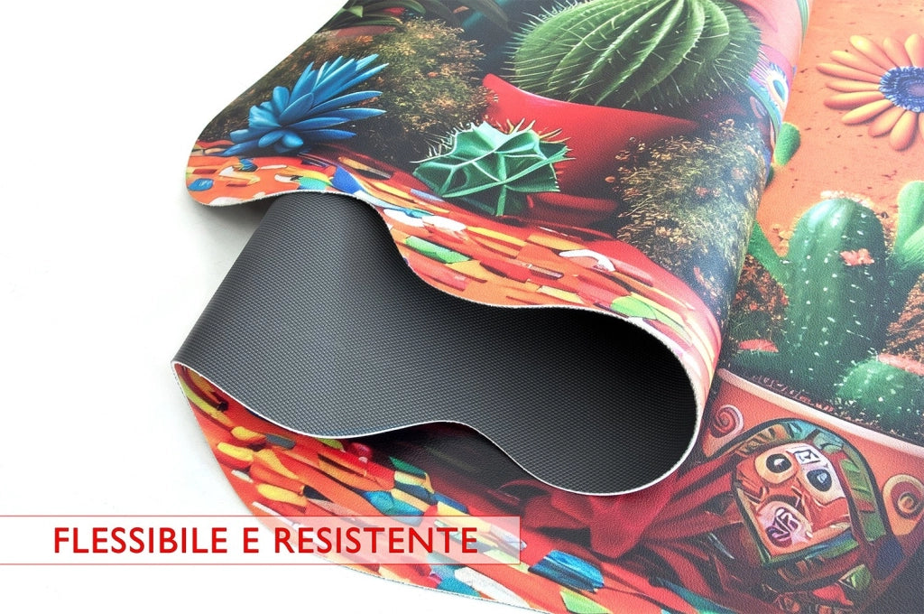 Tappeto Cucina Gomma Pvc Stampa Digitale HD Piante Cactus Moderno Sagomato Antimacchia 50x240 cm