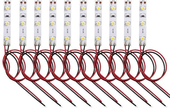 Corona d'oro - Strisce LED - Caldo bianco - Autoadesivi - Preinstallato - 10 pezzi - Ideali per ambienti miniaturizzati e case di bambole